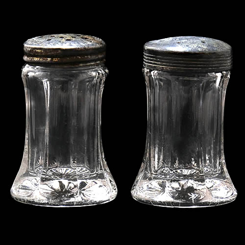 EAPG, Victorian Glass, Pattern Glass, Pressed Glass, antique, clear glass, salt shaker pair