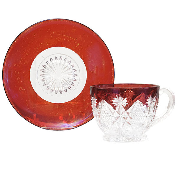 EAPG, Victorian glass, pattern glass, pressed glass, antique, Sterling Punch Cup, ruby stain. westmoreland glass company