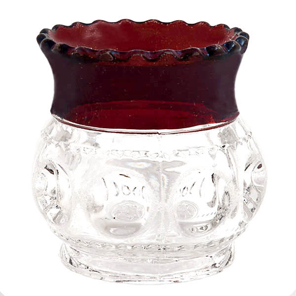EAPG, Victorian Glass, Pattern Glass, Pressed Glass, antique, Kings Crown Toothpick Holder, ruby stain, Kings Thumbprint Toothpick Holder, Excelsior Toothpick Holder, Adams Glass Company
