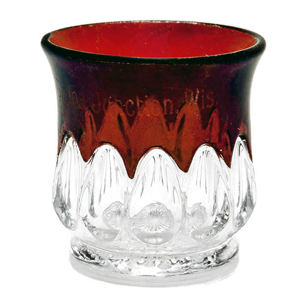 EAPG, Victorian Glass, Pattern Glass, Pressed Glass, antique, Arched Ovals Toothpick Holder, ruby stain, United States Glass Company