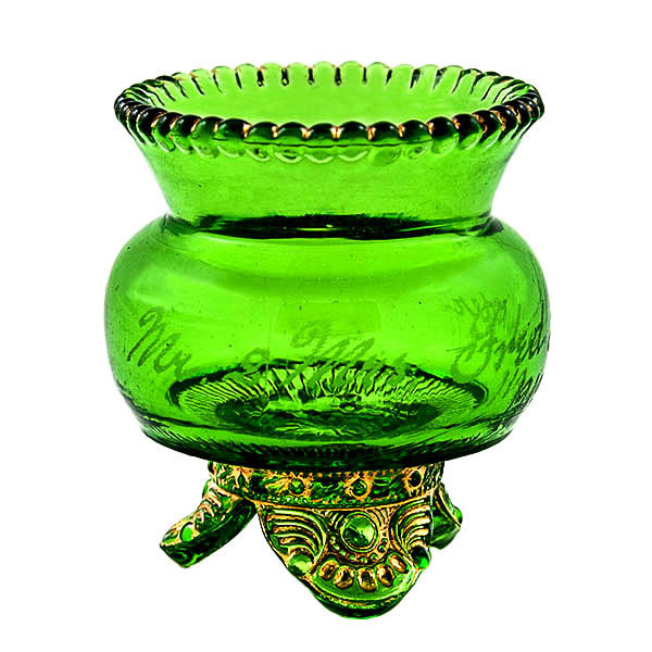 EAPG, Victorian Glass, Pattern Glass, Pressed Glass, antique, Colorado Toothpick Holder, Green Glass, United States Glass Company