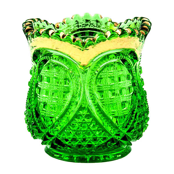 EAPG, Victorian Glass, Pattern Glass, Pressed Glass, antique, Fancy Loop Toothpick Holder, emerald green glass, Heisey Glass Company