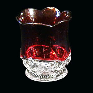EAPG, Victorian Glass, pattern Glass, pressed glass, antique, Zanesville Toothpick Holder, ruby stain, Robinson Glass Company