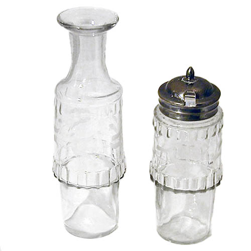 EAPG, Victorian Glass, Pressed Glass, Pattern Glass, antique, Etched Castor Bottle, Adams Glass Company, Etched Caster Bottle