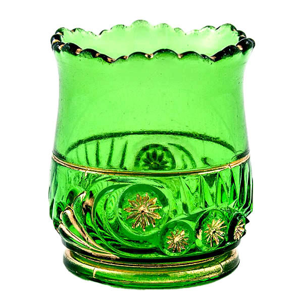 EAPG, Victorian Glass, Pattern Glass, Pressed Glass, antique, Esther Toothpick Holder, emerald green glass, Riverside Glass Works