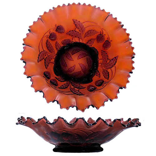 Carnival Glass, EAPG Stawberries Bowl, Northwood Glass Company