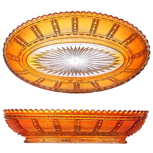 Carnival Glass, EAPG, Frosted Block Pickle Dish, Imperial Glass Company