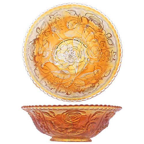 Carnival Glass, EAPG, Lustre Rose Bowl, marigold glass, Imperial Glass Company