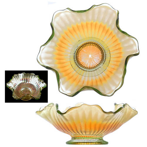 Carnival Glass, EAPG, Smooth Rays Bowl, Westmoreland Glass Company