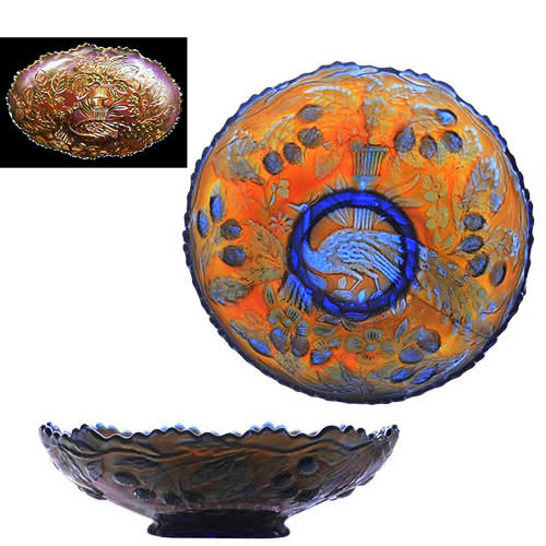 Carnival Glass, EAPG, Peacock and Urn Bowl, Fenton Art Glass Company