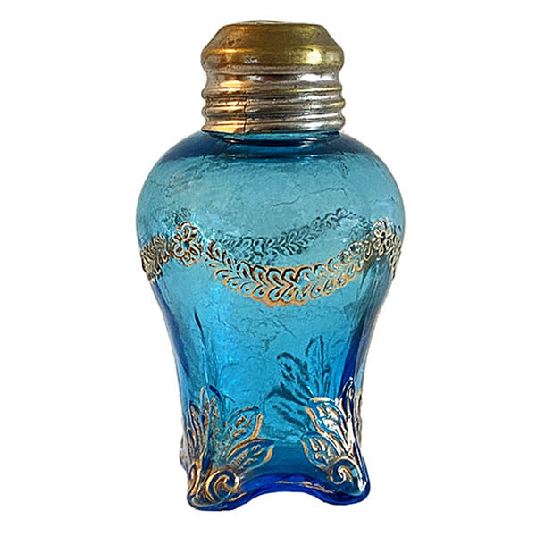 EAPG, Victorian Glass, Pressed Glass, Pattern Glass, antique, Alpine Salt Shaker, Swag with Brackets Salt Shaker, blue glass, Jefferson Glass Company