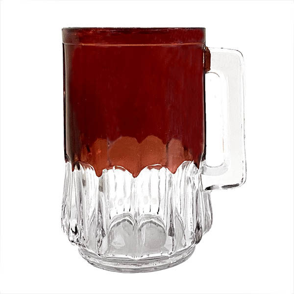 EAPG, Victorian Glass, Pattern Glass, Pressed Glass, antique, Pointed Ovals Mug, ruby stain