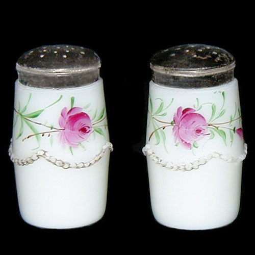 EAPG, Victorian Glass, Pressed Glass, Pattern Glass, antique, Bead Swag Salt Shaker, milk glass, A H Heisey Glass Company