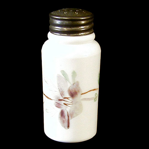 EAPG, Victorian Glass, Pattern Glass, Pressed Glass, antique milk glass, Creased Neck Salt Shaker, Mt. Washington Glass Works