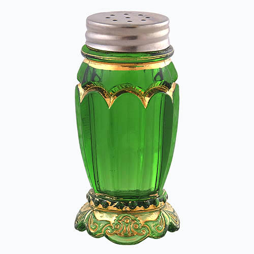 EAPG, Victorian Glass, Pattern Glass, Pressed Glass, antique, green glass, Empress Salt Shaker, Riverside Glass Works