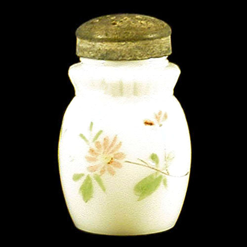 EAPG, Victorian Glass, Pattern Glass, Pressed Glass, Pleat and Bow Salt Shaker, milk glass