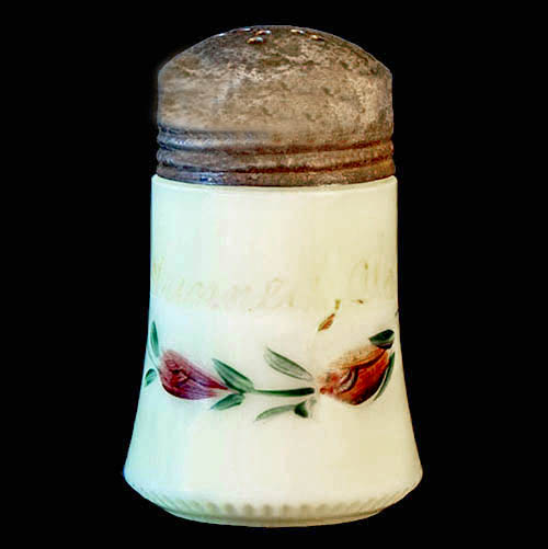 EAPG, Victorian Glass, Pattern Glass, antique, Tarentum Thumbprint Salt Shaker, Custard Glass, Tarentum Glass Company