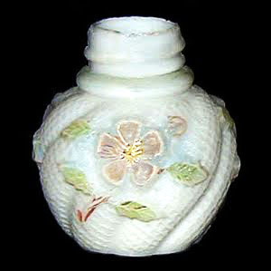 EAPG, Victorian Glass, Pattern Glass, Pressed GLass, antique, Apple Blossom Salt Shaker, milk glass, Northwood Glass Company