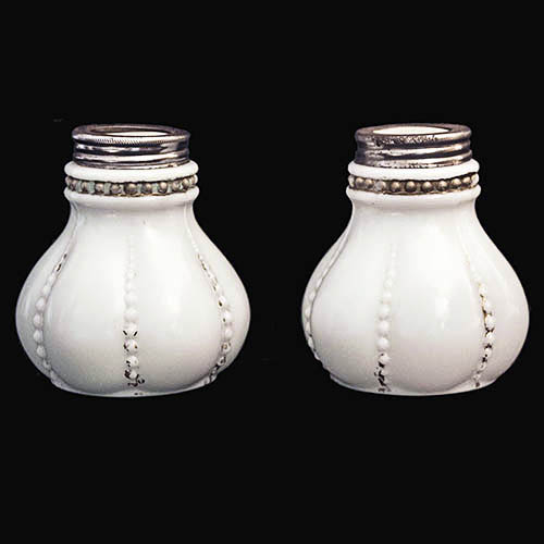 EAPG, Victorian Glass, Pattern Glass, Pressed Glass, antique, milk glass, Beaded Vertical Salt Shaker, Westmoreland Specialty Company