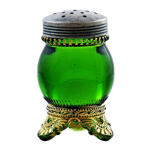 EAPG, Victorian Glass, Pattern Glass, Pressed Glass, antique, green glass, Colorado Variant Salt Shaker, United States Glass Company