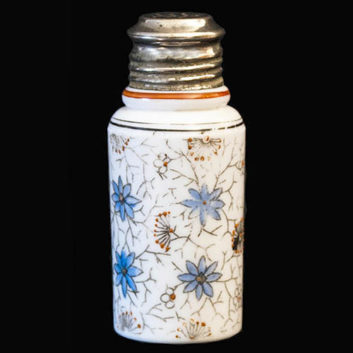 EAPG, Victorian Glass, Pattern Glass, Pressed Glass, antique milk glass, Creased Neck Salt Shaker, Mt. Washington Glass Works