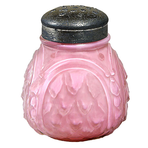 EAPG, Victorian Glass, Pattern Glass, Pressed Glass, antique, Crocodile Tears Salt Shaker, pink cased glass, Northwood Glass Company