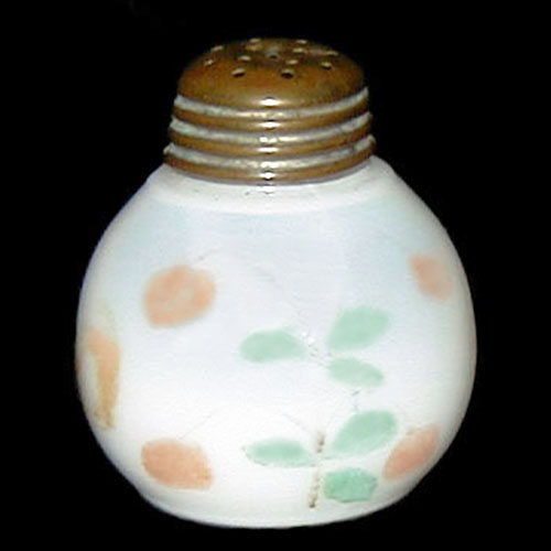 EAPG, Victorian Glass, Pattern Glass, Pressed glass, antique, Sphere Salt Shaker, opal ware