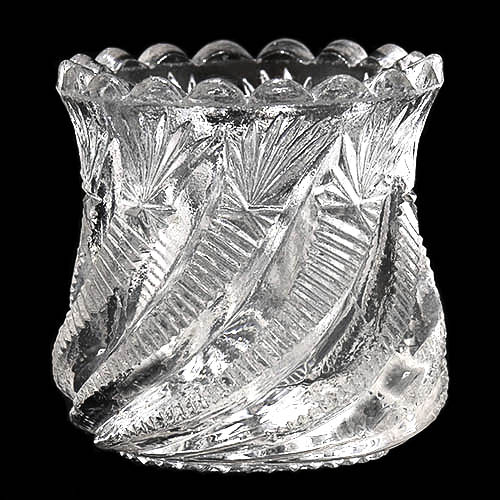 EAPG, Victorian Glass, Pattern Glass, Pressed Glass, antique, Swirl and Panel Toothpick Holder, crystal glass, Bryce Hibee Glass Company