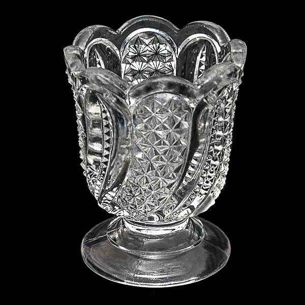 EAPG, Pattern Glass, Pressed Glass, Victorian Glass, antique, Doric Toothpick Holder, Feather Toothpick Holder, crystal glass, McKee and Brothers Glass Company