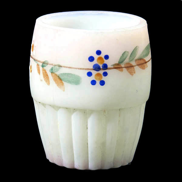 EAPG, Victorian Glass, Pattern Glass, Pressed Glass, antique, Ribbed Base Toothpick Holder, milk glass