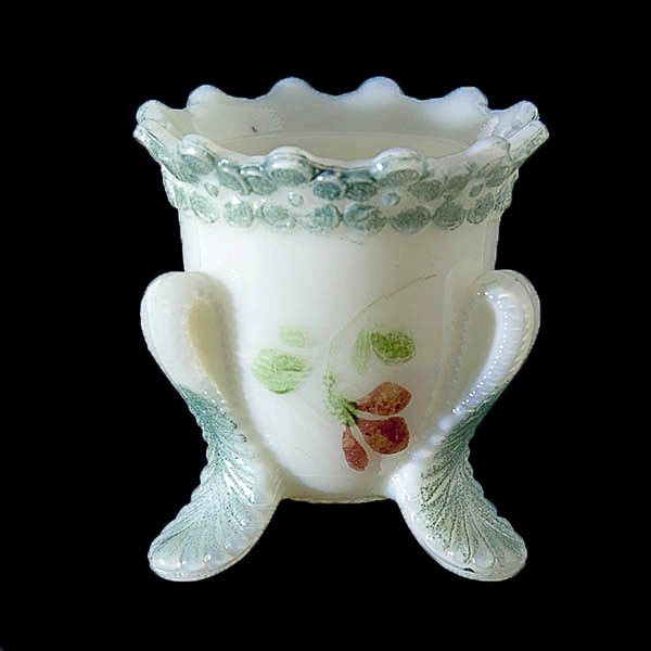 EAPG, Pattern Glass, Pressed Glass, Victorian Glass, antique, milk glass, Vermont Toothpick Holder, Honeycomb with Flower Rim Toothpick Holder, Inverted Thumbprint with Daisy Band Toothpick Holder, Jeweled Vermont Toothpick Holder, Vermont Honeycomb Toothpick Holder, United States Glass Company