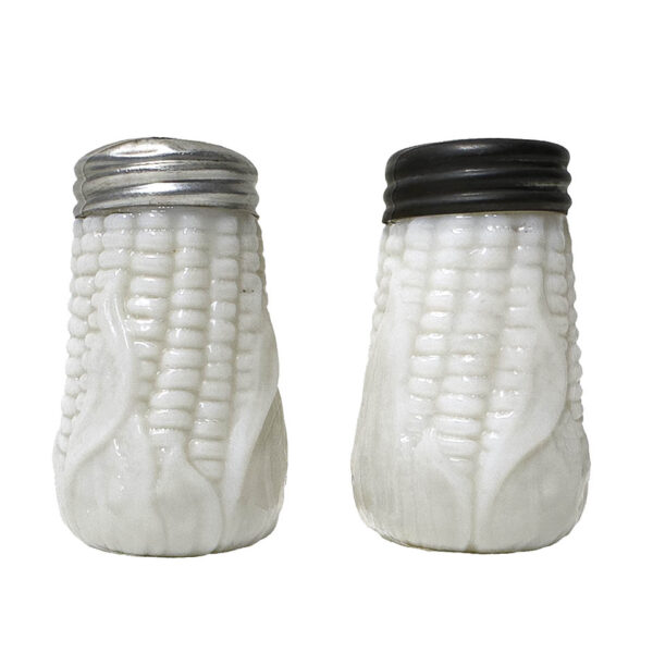 EAPG, Victorian Glass, Pattern Glass, Pressed Glass, antique, Corn with Husk Salt and Pepper Shakers, milk glass