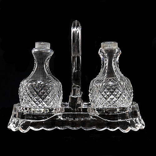 EAPG, Victorian Glass, Pattern Glass, Pressed Glass, antique, Pineapple and Fan Salt and Pepper Shaker Holder, Strawberry and Fan Salt and Pepper Shaker Holder, Glassport Glass Company