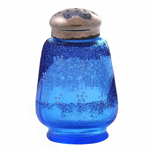 EAPG, Victorian Glass, Pattern Glass, Pressed Glass, antique, Jefferson Optic Salt Shaker, Tiny Optic Salt Shaker, blue glass, Jefferson Glass Company