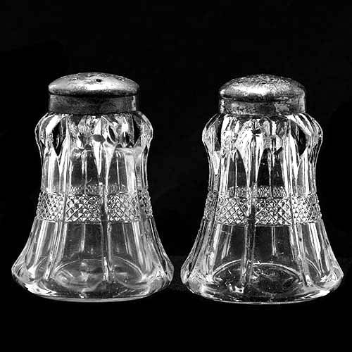 EAPG, Victorian Glass, Pressed Glass, Pattern Glass, antique, Banded Portland Salt and Pepper Shaker, Virginia Salt and Pepper Shaker, United States Glass Company