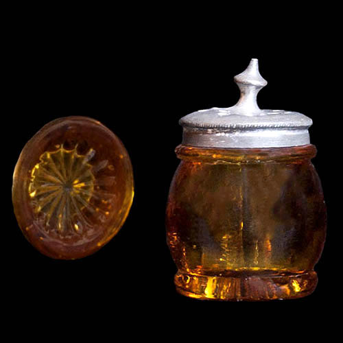 EAPG, Victorian Glass, Pattern Glass, Pressed Glass, antique, amber glass, Barrel Salt Shaker, Christmas Salt Shaker, Boston Sandwich Glass Company