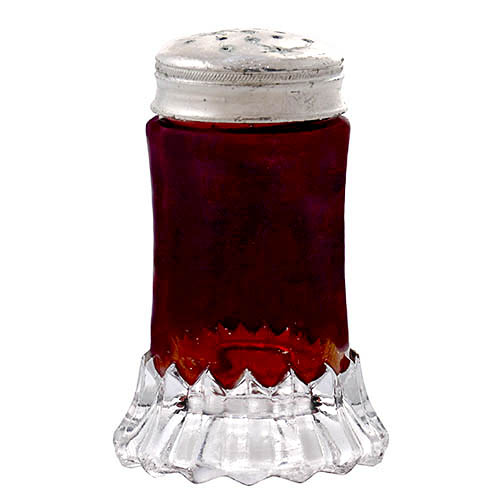 EAPG, Victorian Glass, Pattern Glass, Pressed Glass, antique, ruby stain, Nevada Salt Shaker, Petticoat Salt Shaker, United States Glass Company