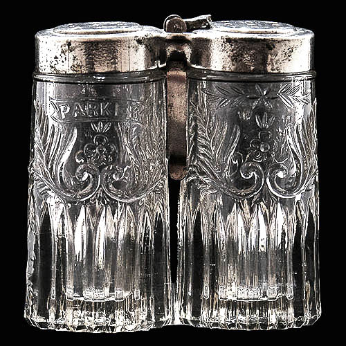 EAPG, Victorian Glass, Pattern Glass, Pressed Glass, antique, Parker Double Combination Salt Shaker