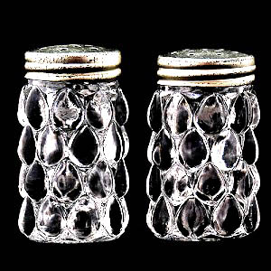 EAPG, Victorian Glass, Pattern Glass, Pressed Glass, antique, Teardrop Row Salt and Pepper Shaker, Bryce Higbee and Company
