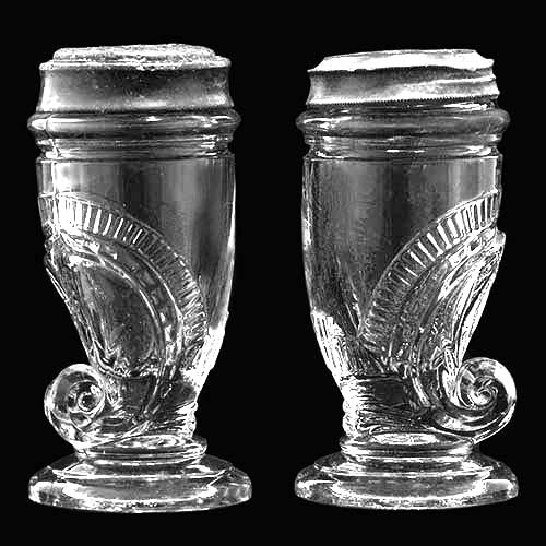 EAPG, Victorian Glass, Pattern Glass, Pressed Glass, antique, Curlicue Salt Shaker, Cornucopia Salt Shaker, Salt and Pepper Shaker