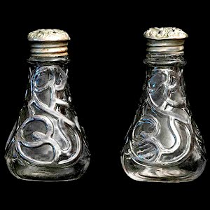 EAPG, Victorian Glass, Pattern Glass, Pressed Glass, antique, Westmoreland Specialty Company, Filigree Salt Shaker, Intricate Scroll Salt Shaker, Capital Salt Shaker, Estate Salt Shaker, Salt and Pepper Shakers
