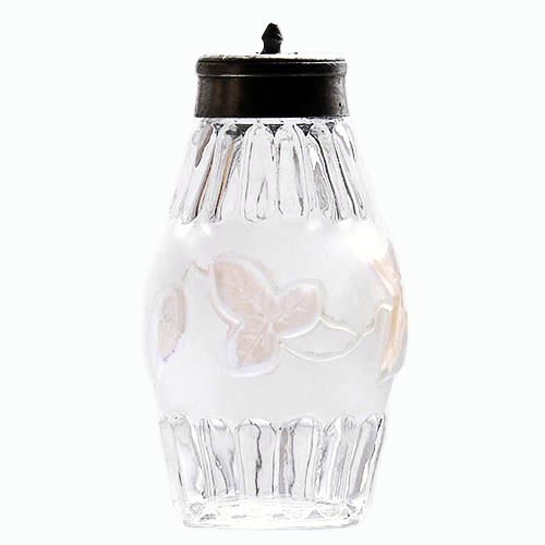 EAPG, Victorian Glass, Pattern Glass, Pressed Glass, antique, Clematis Salt Shaker, Flower and Pleat Salt Shaker, frosted glass, Crystal Glass Company