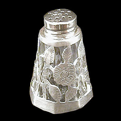 Victorian glass, Antique Sterling Silver Salt Shaker