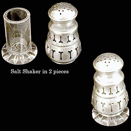 EAPG, Victorian Glass, Pattern Glass, Pressed Glass, antique, antique silver shaker with glass insert