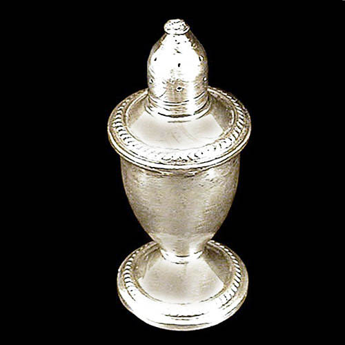 Victorian Glass, Antique Sterling Silver Salt Shaker.