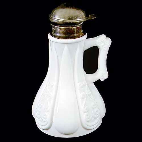 EAPG, Victorian Glass, Pattern Glass, Pressed Glass, antique, milk glass, Globule Syrup Pitcher, National Glass Company