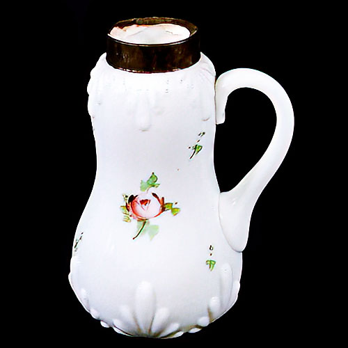 EAPG, Victorian glass, pattern glass, pressed glass, antique, milk glass, Double Fan Band Syrup Pitcher