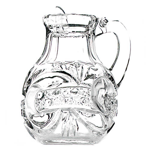 EAPG, Victorian Glass, Pattern Glass, Pressed Glass, antique, Scroll with Cane Band Syrup Pitcher, West Virginia Glass Company
