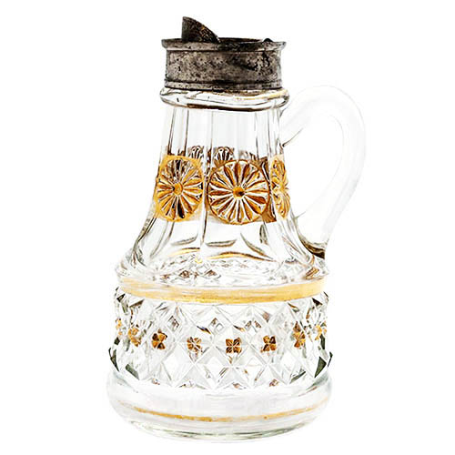 EAPG, Victorian Glass, Pattern Glass, Pressed Glass, antique, Petticoat Syrup Pitcher, Riverside Glass Company