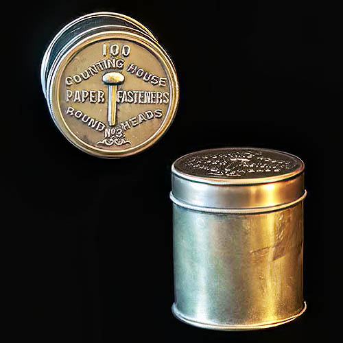 Antique Brass Container for Paper Fasteners - Reuzeit Emporium